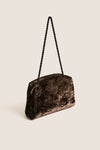 Brown Crushed Velvet Tassel Clutch