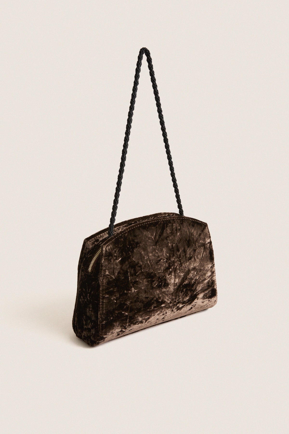 Brown Crushed Velvet Tassel Clutch