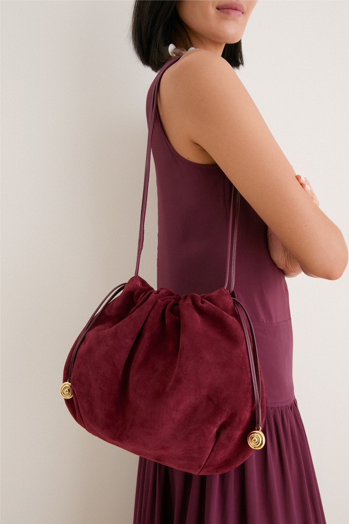 Burgundy Suede Charm Pouch