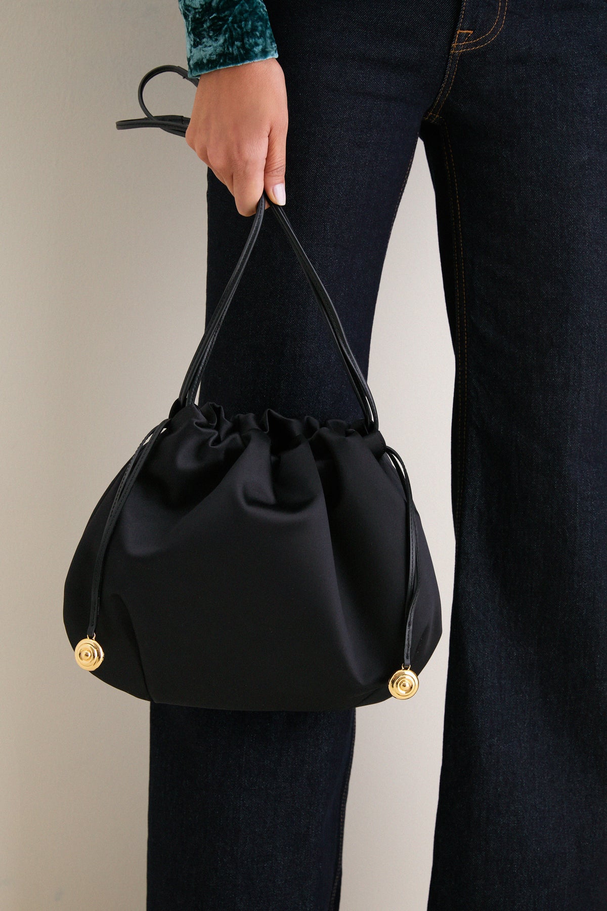 Black Satin Charm Pouch