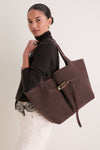 Dark Brown Suede Belted Tote