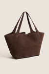 Dark Brown Suede Belted Tote