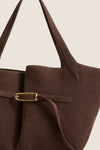 Dark Brown Suede Belted Tote