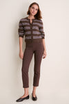 Bordeaux Stripe Timber Crewneck Cardigan