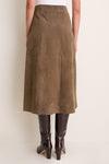 Olive Suede Wolf Midi Skirt