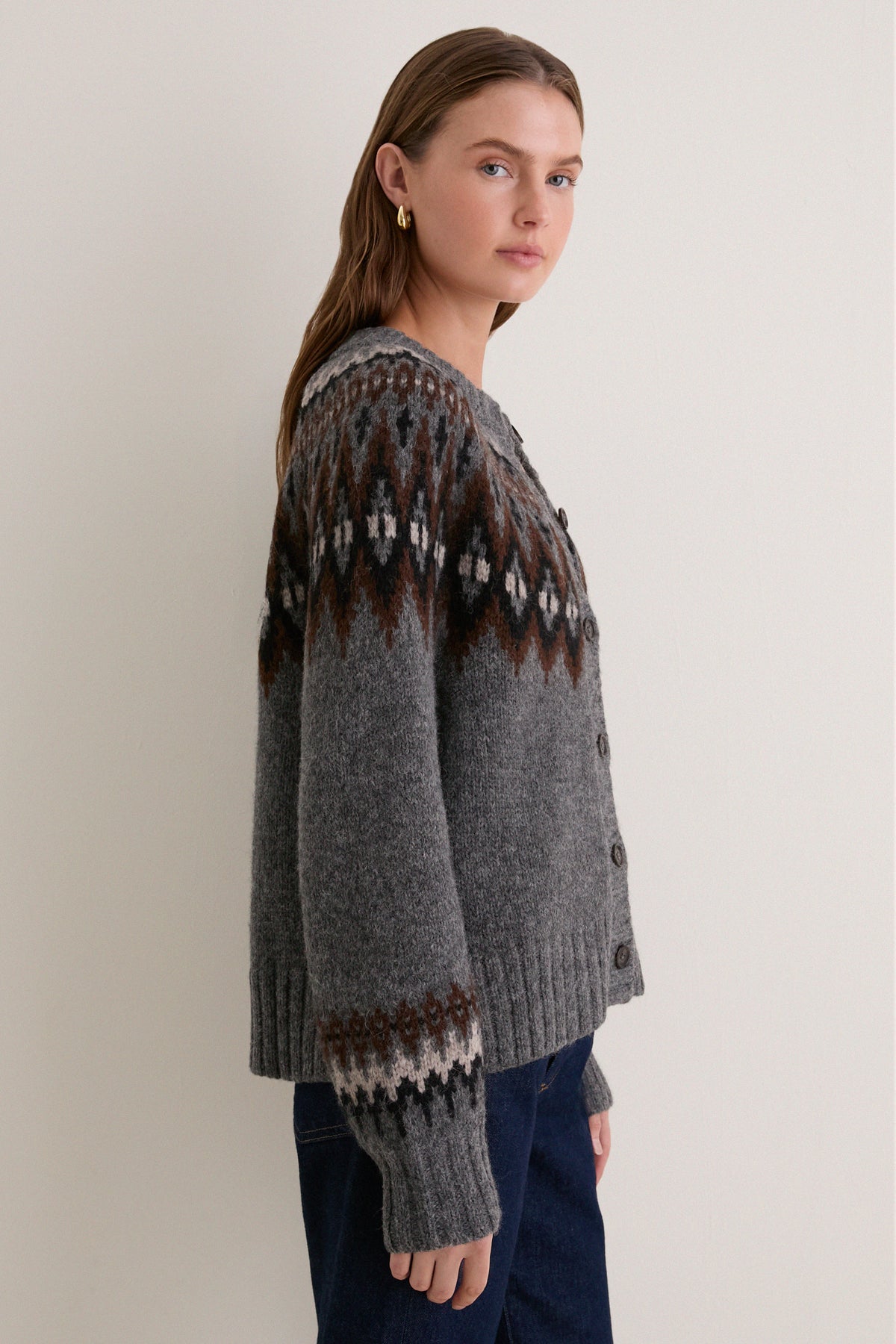 Charcoal Thatcher Crewneck Cardigan