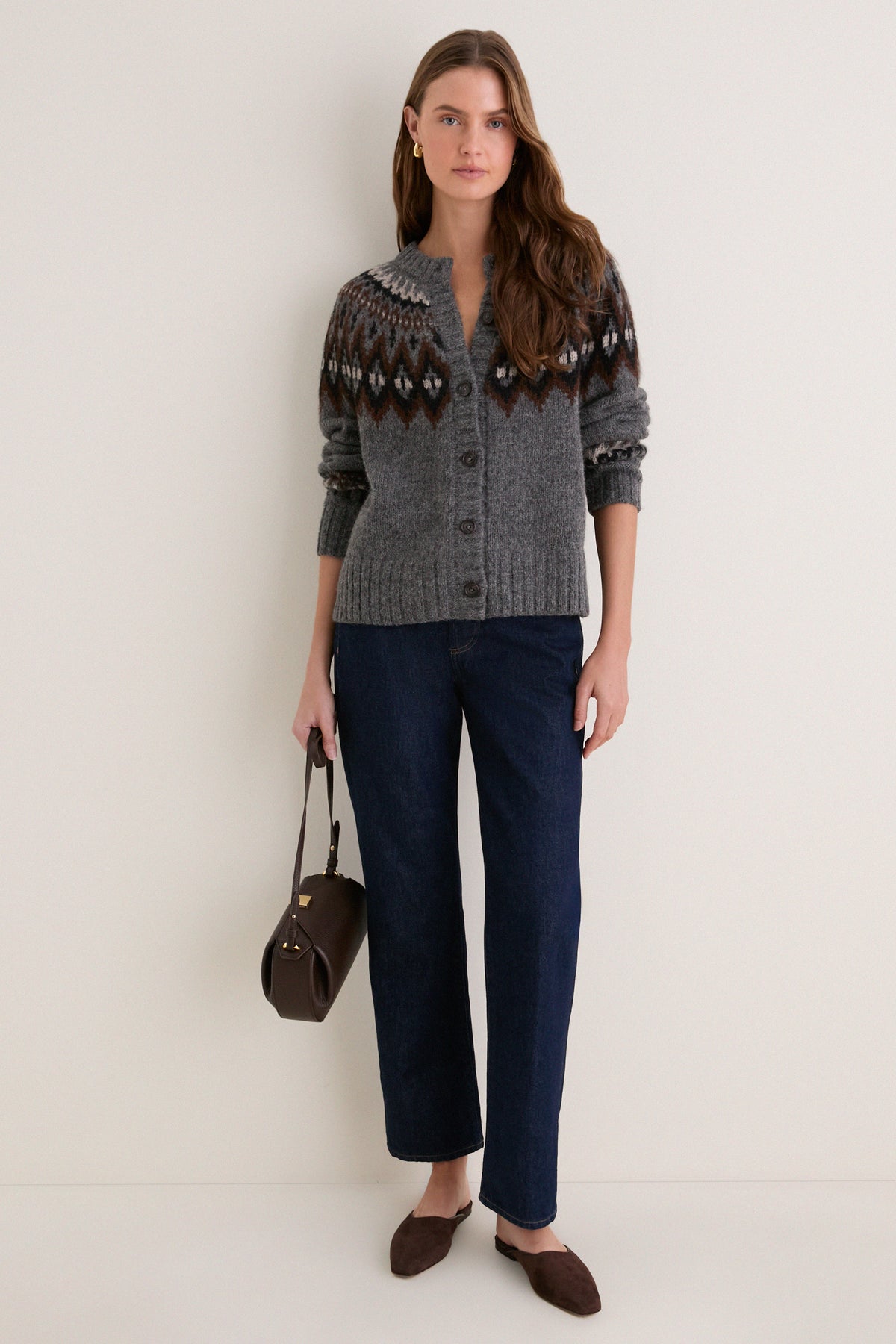Charcoal Thatcher Crewneck Cardigan