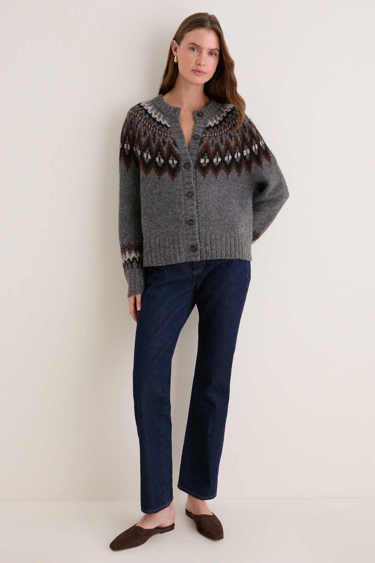 Charcoal Thatcher Crewneck Cardigan