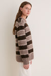 Chocolate Stripe Teddy Crewneck