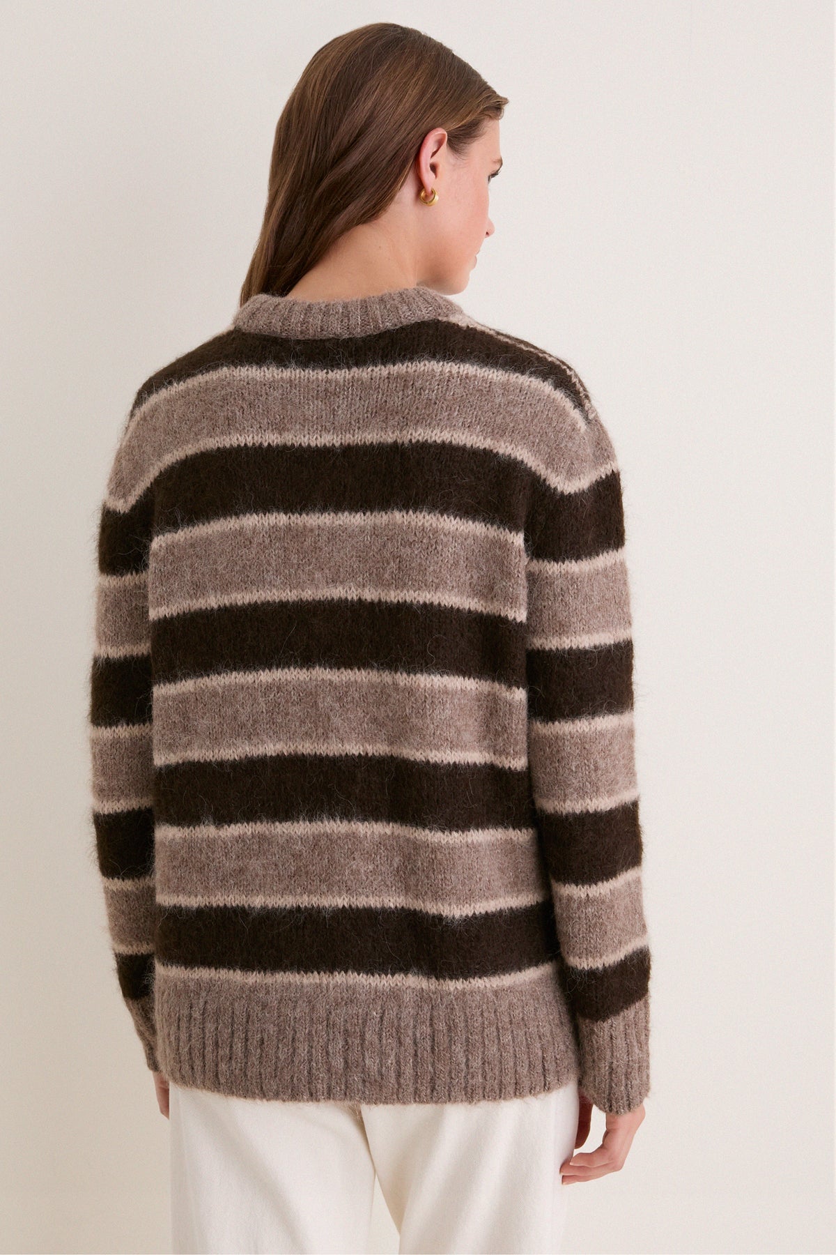 Chocolate Stripe Teddy Crewneck