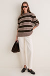 Chocolate Stripe Teddy Crewneck