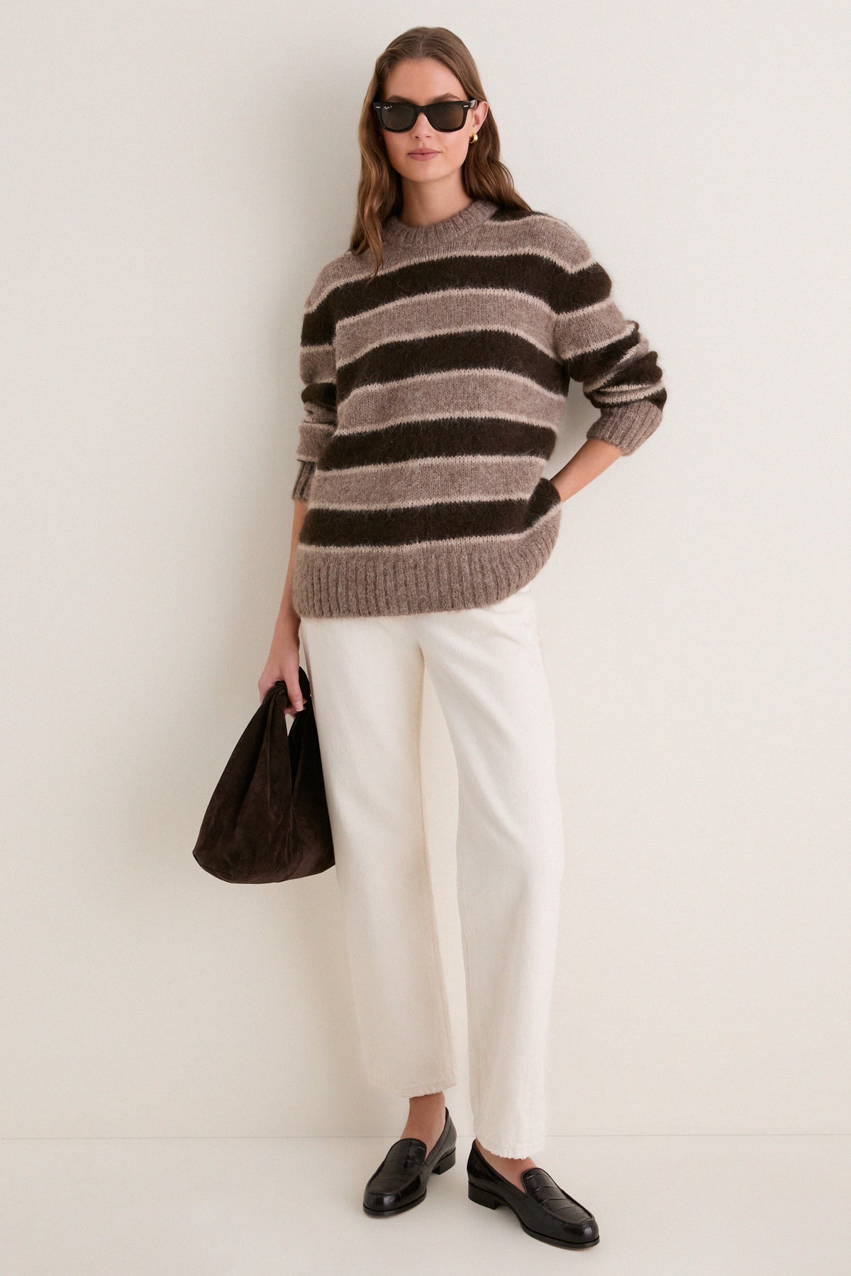 Chocolate Stripe Teddy Crewneck