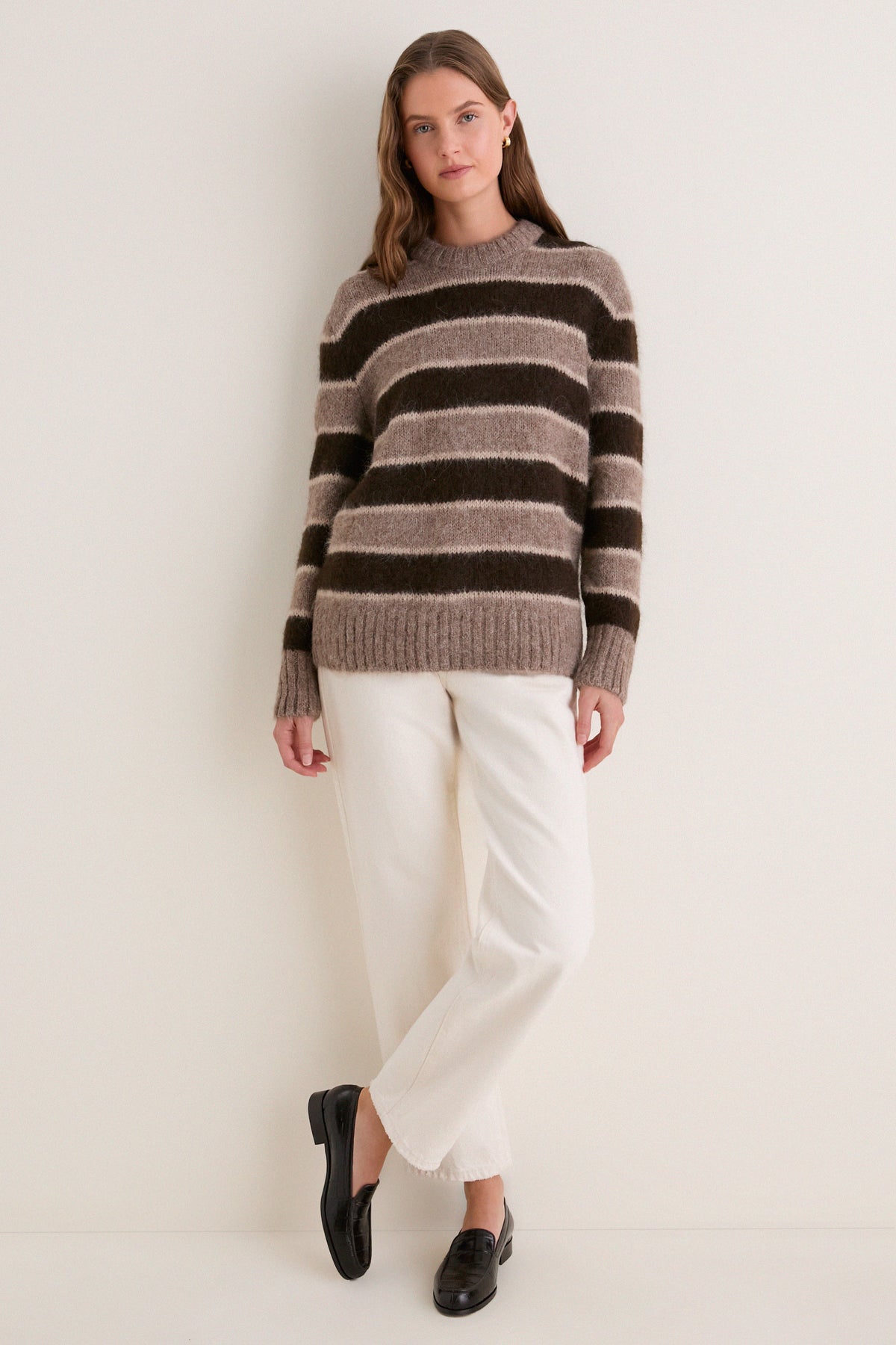 Chocolate Stripe Teddy Crewneck