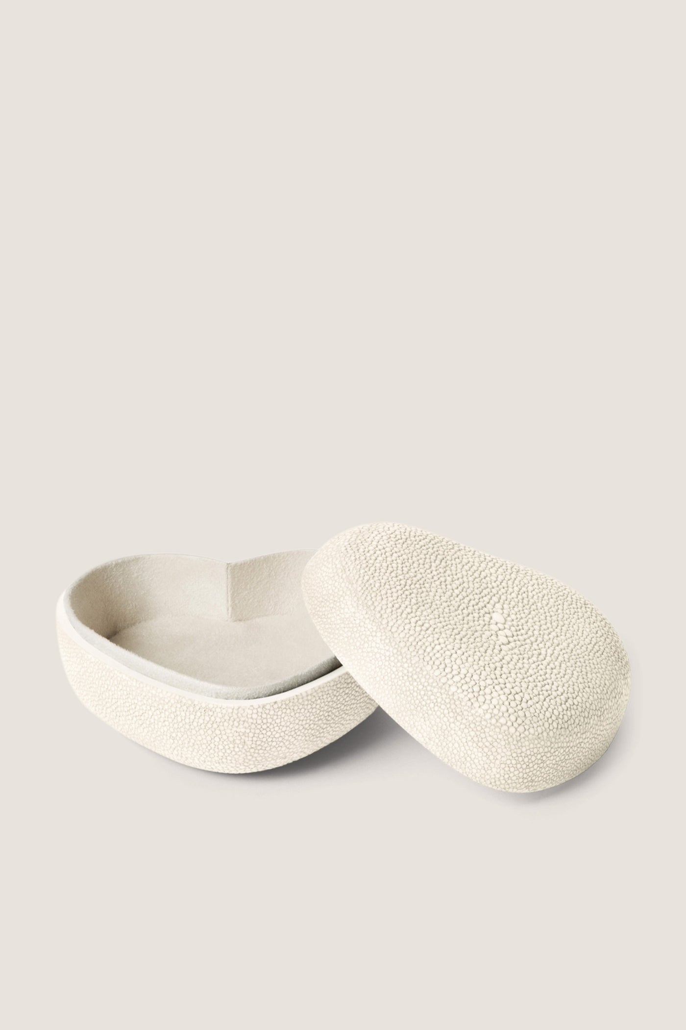 Cream Shagreen Heart Box