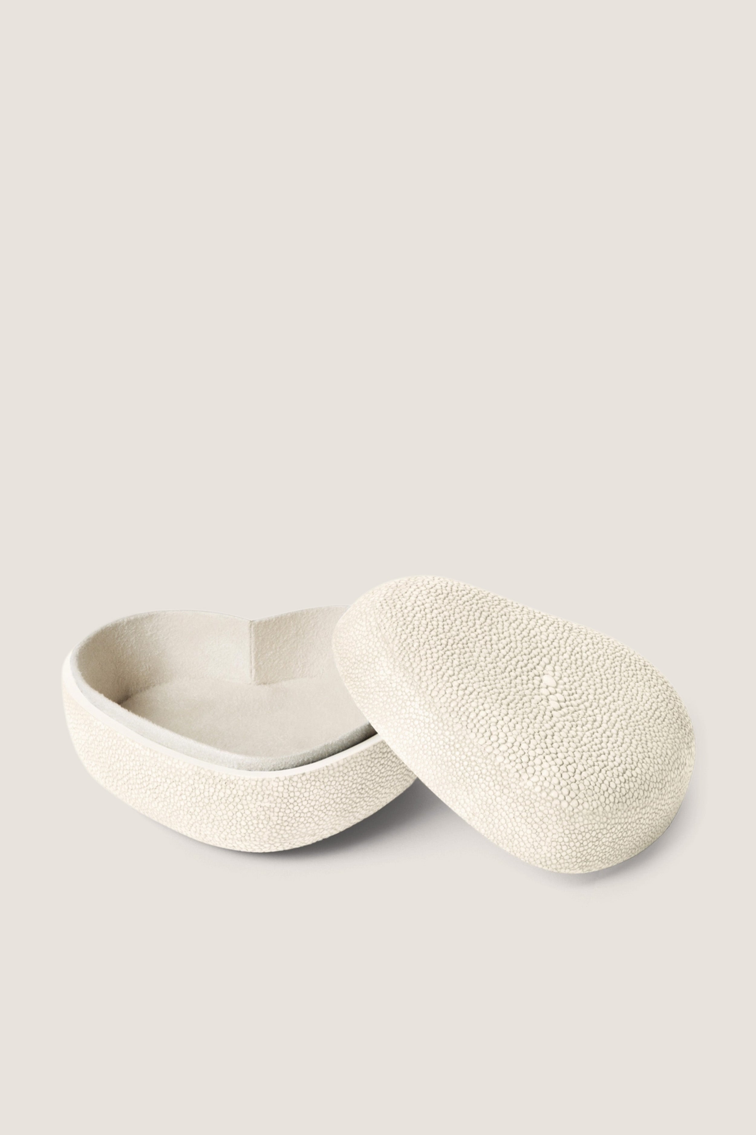Cream Shagreen Heart Box