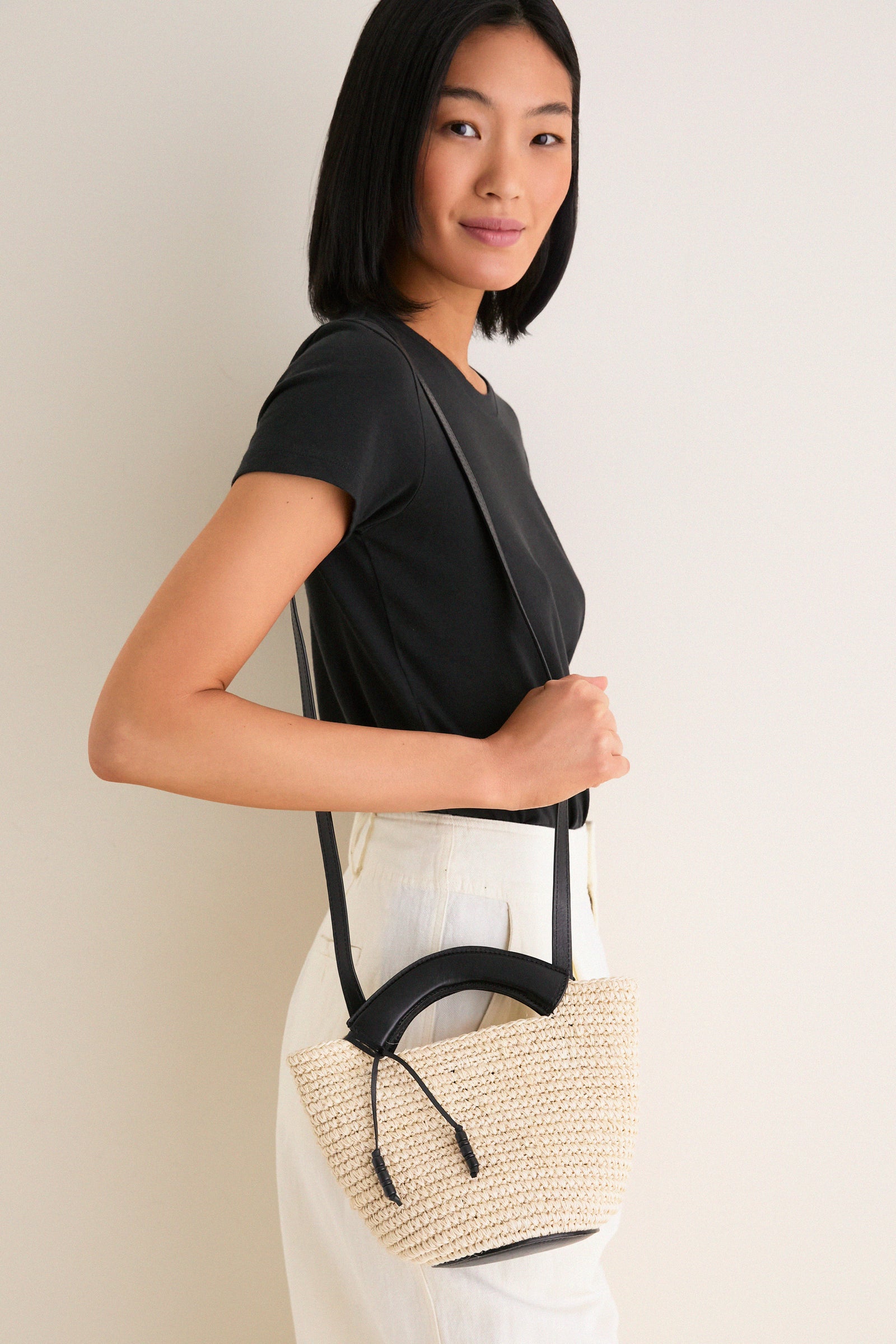 Black Natural Fique Small Shopper