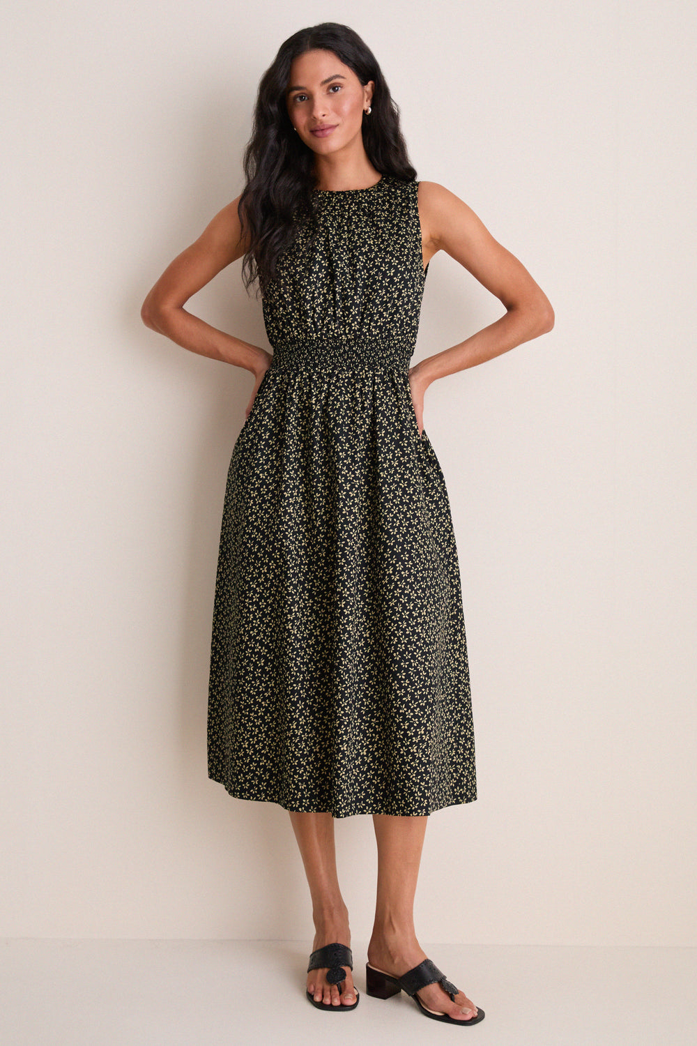 Pomander Place Black Ditsy Floral Walker Tank Dress Black Ditsy Floral / M