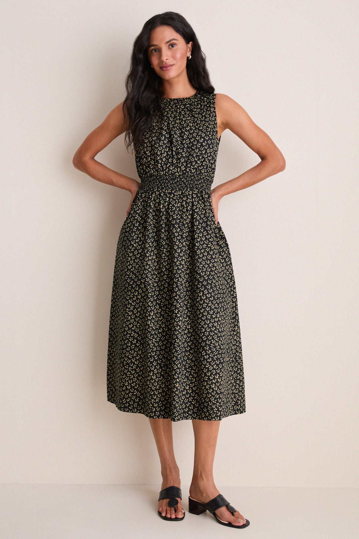 Black Ditsy Floral Walker Tank Dress