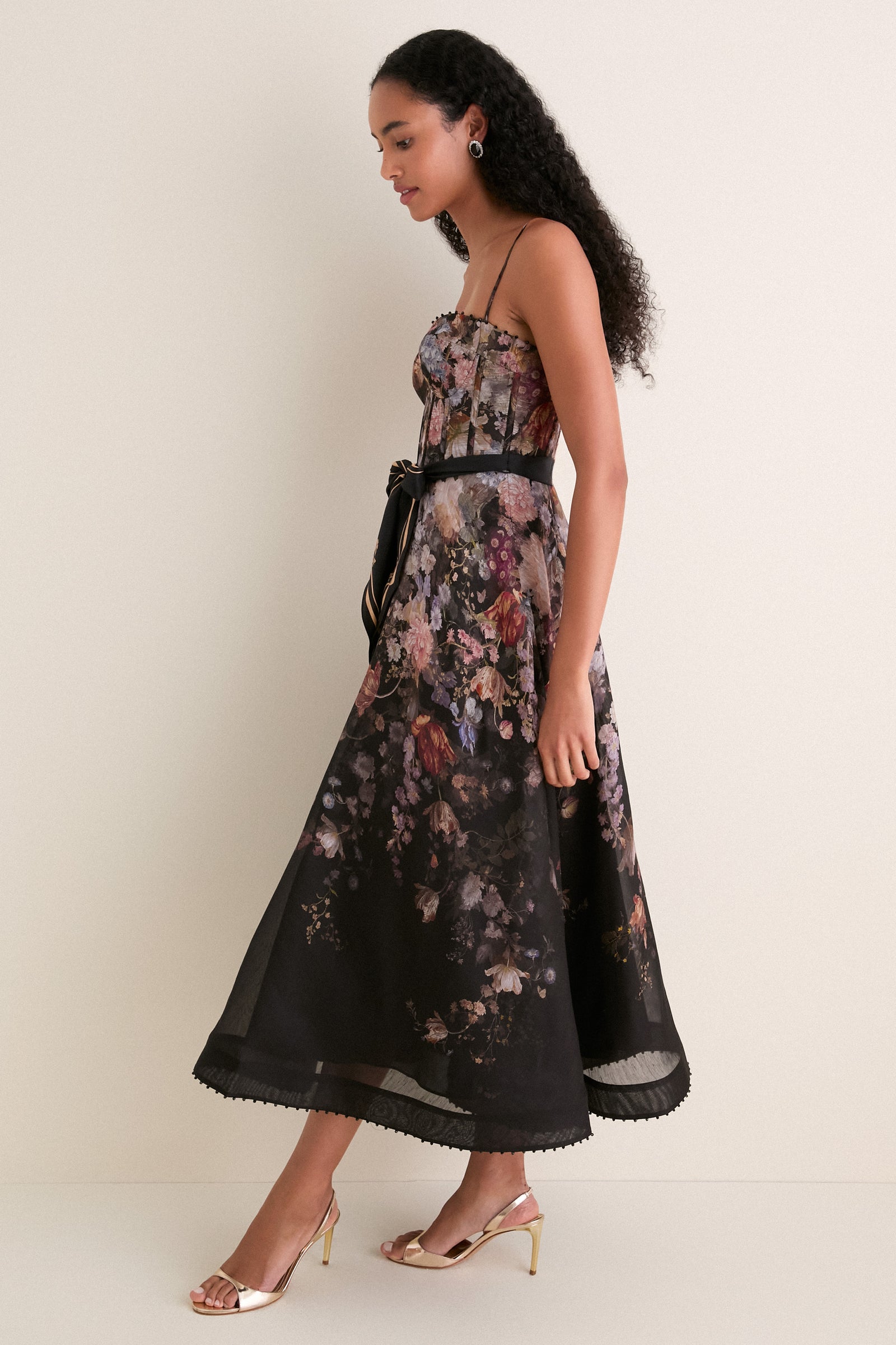 Black Floral Valiant Corset Picnic Dress