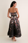 Black Floral Valiant Corset Picnic Dress