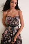 Black Floral Valiant Corset Picnic Dress