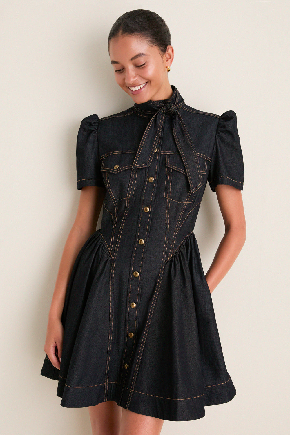 Onyx Blue Denim Corset Mini Dress
