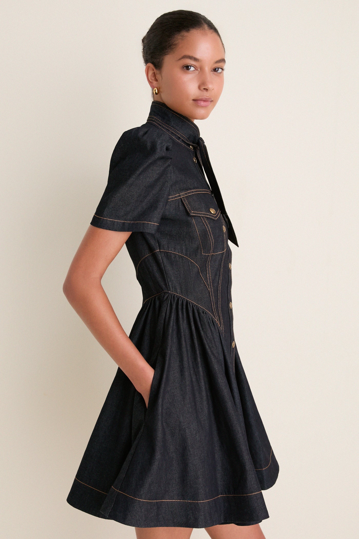 Onyx Blue Denim Corset Mini Dress