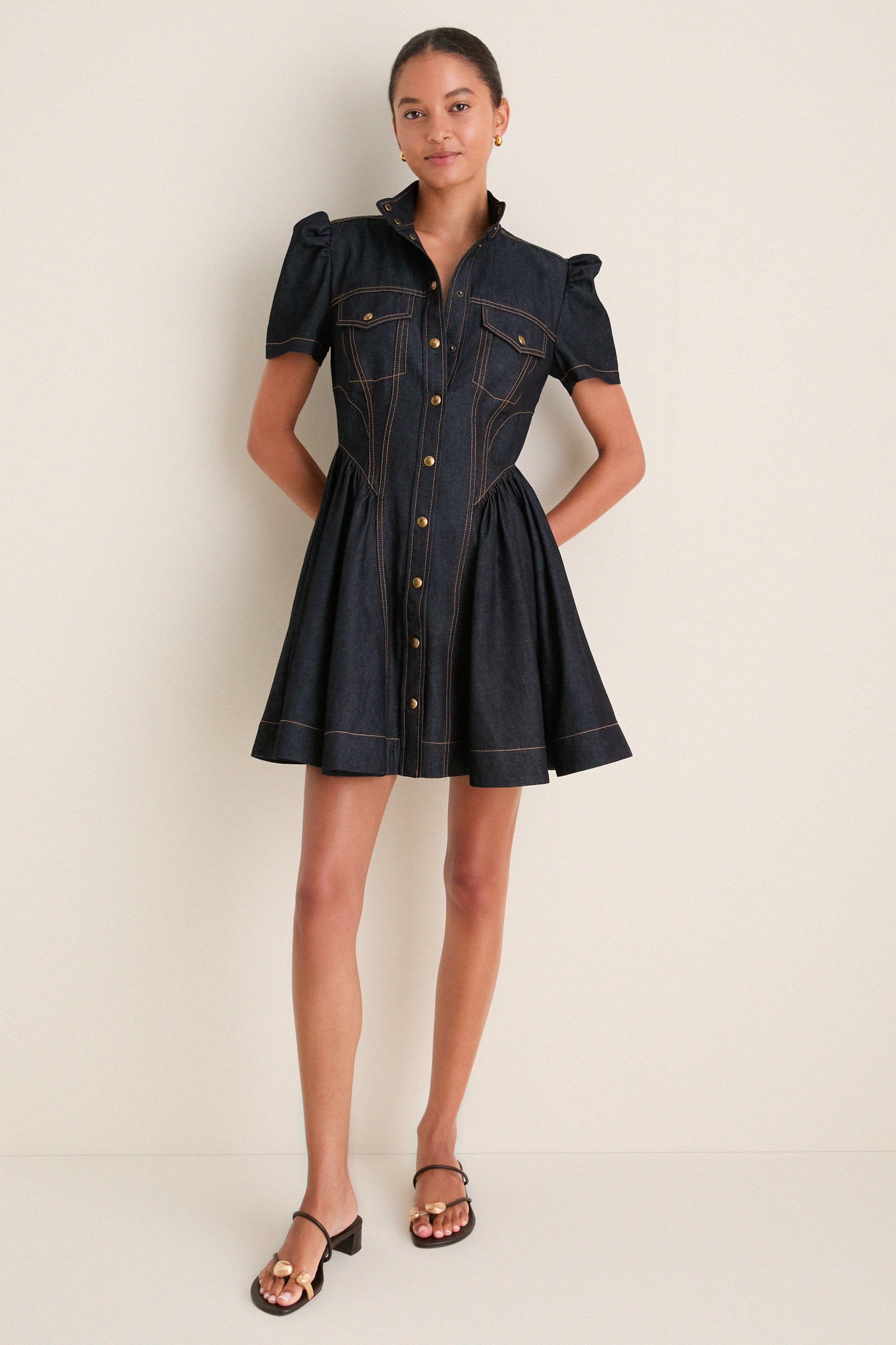 Onyx Blue Denim Corset Mini Dress