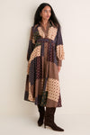 Geo Patch Print Tuck Midi Dress