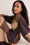Geo Patch Print Tuck Midi Dress