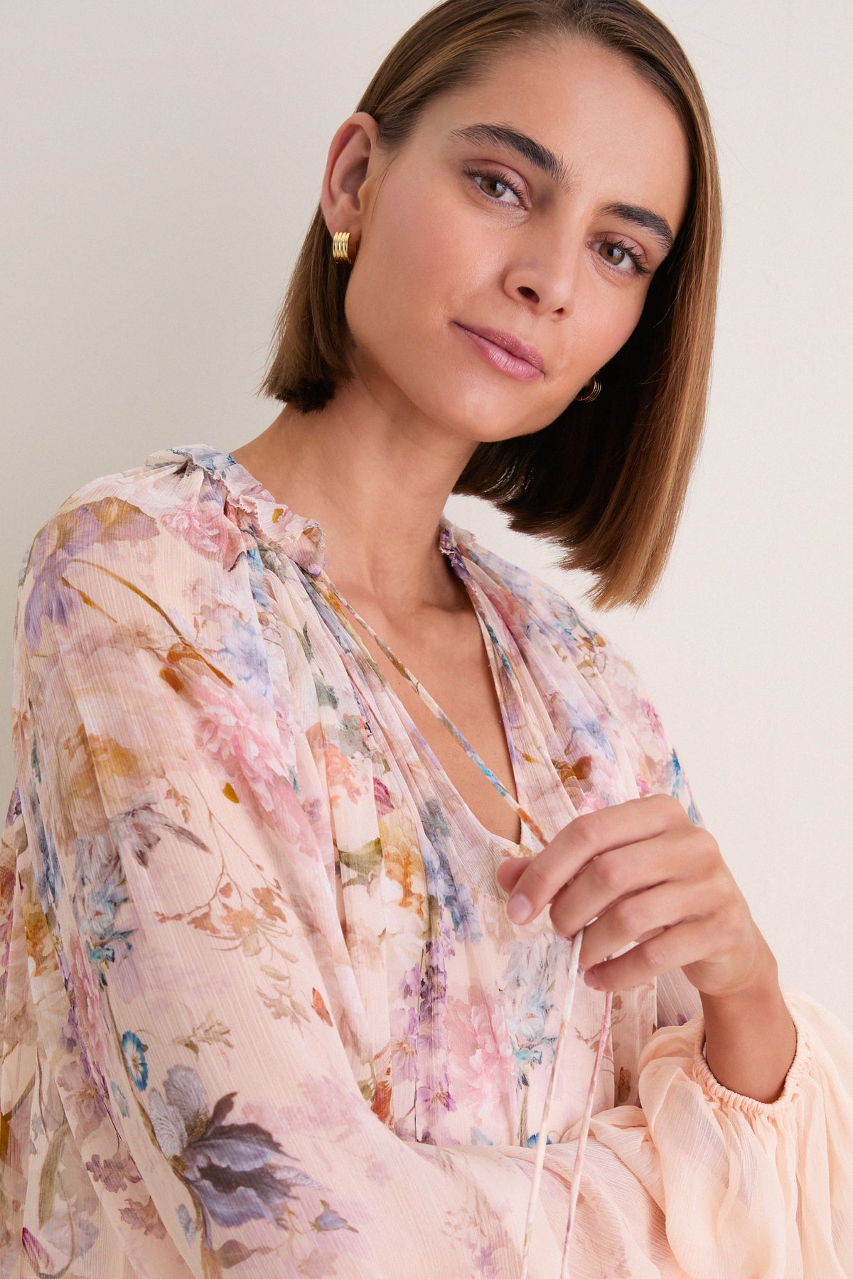 Peach Floral Valiant Billow Blouse