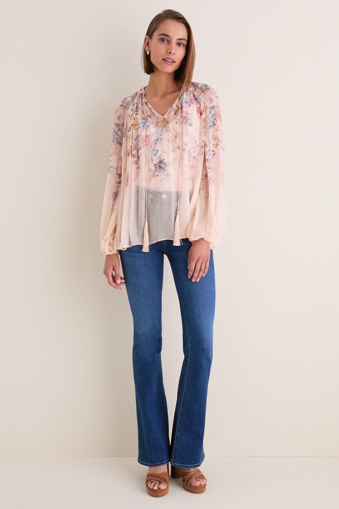 Peach Floral Valiant Billow Blouse