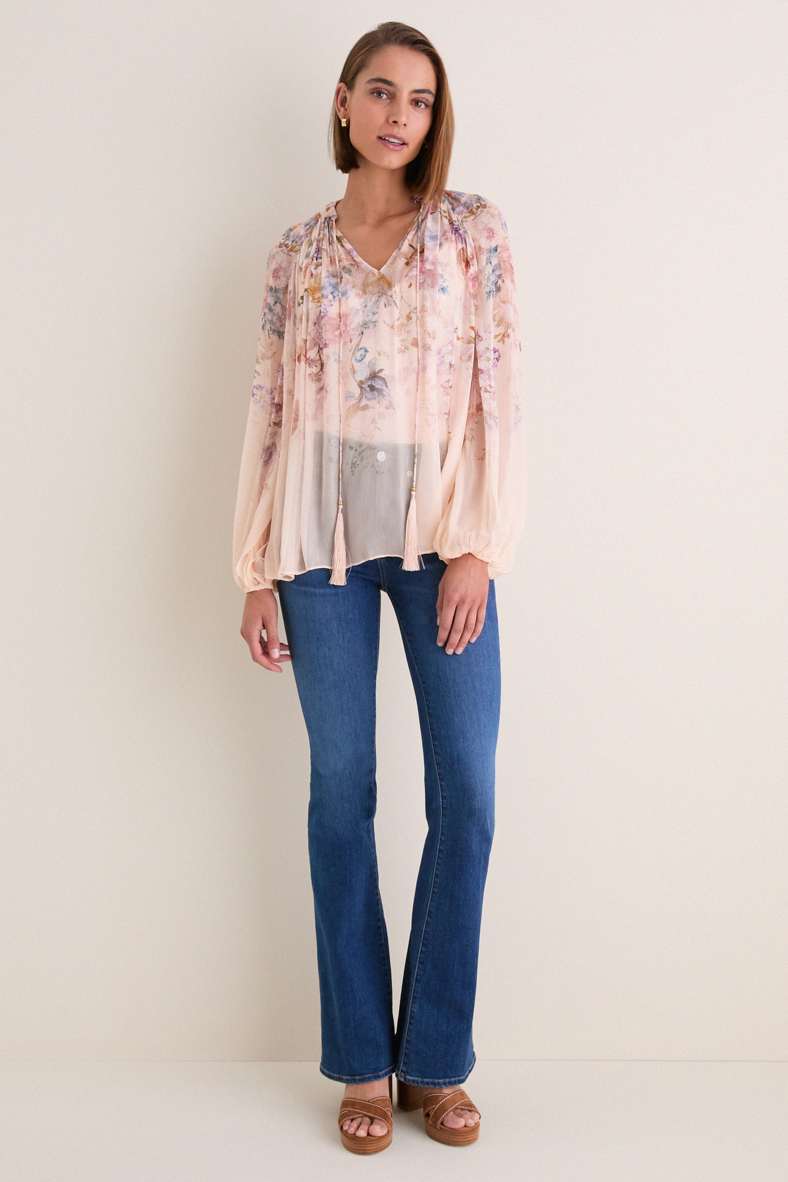 Peach Floral Valiant Billow Blouse