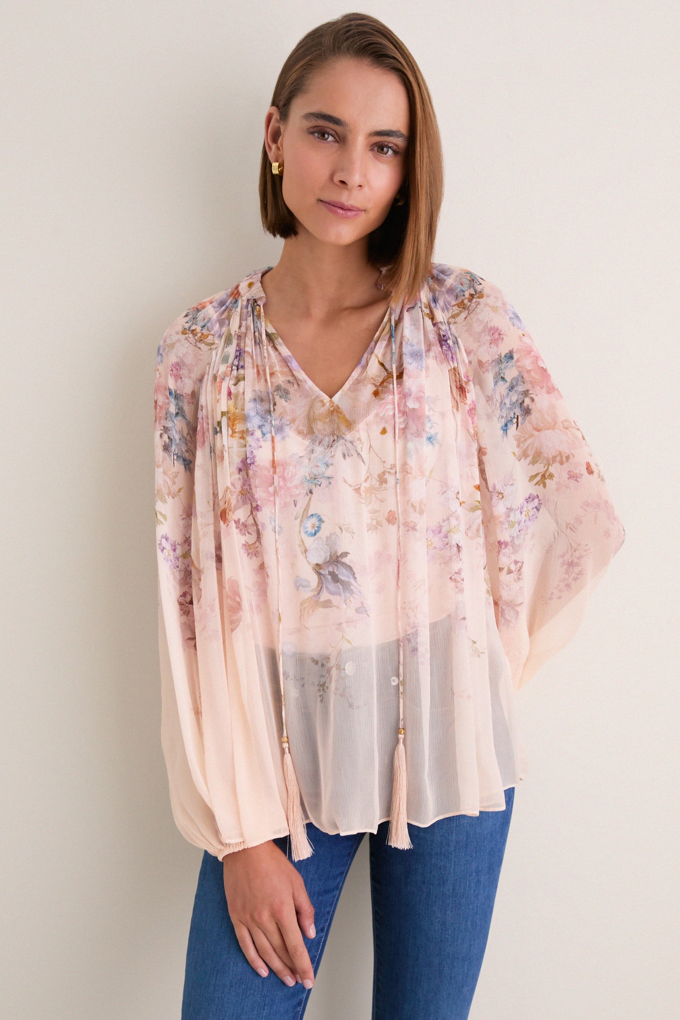 Peach Floral Valiant Billow Blouse