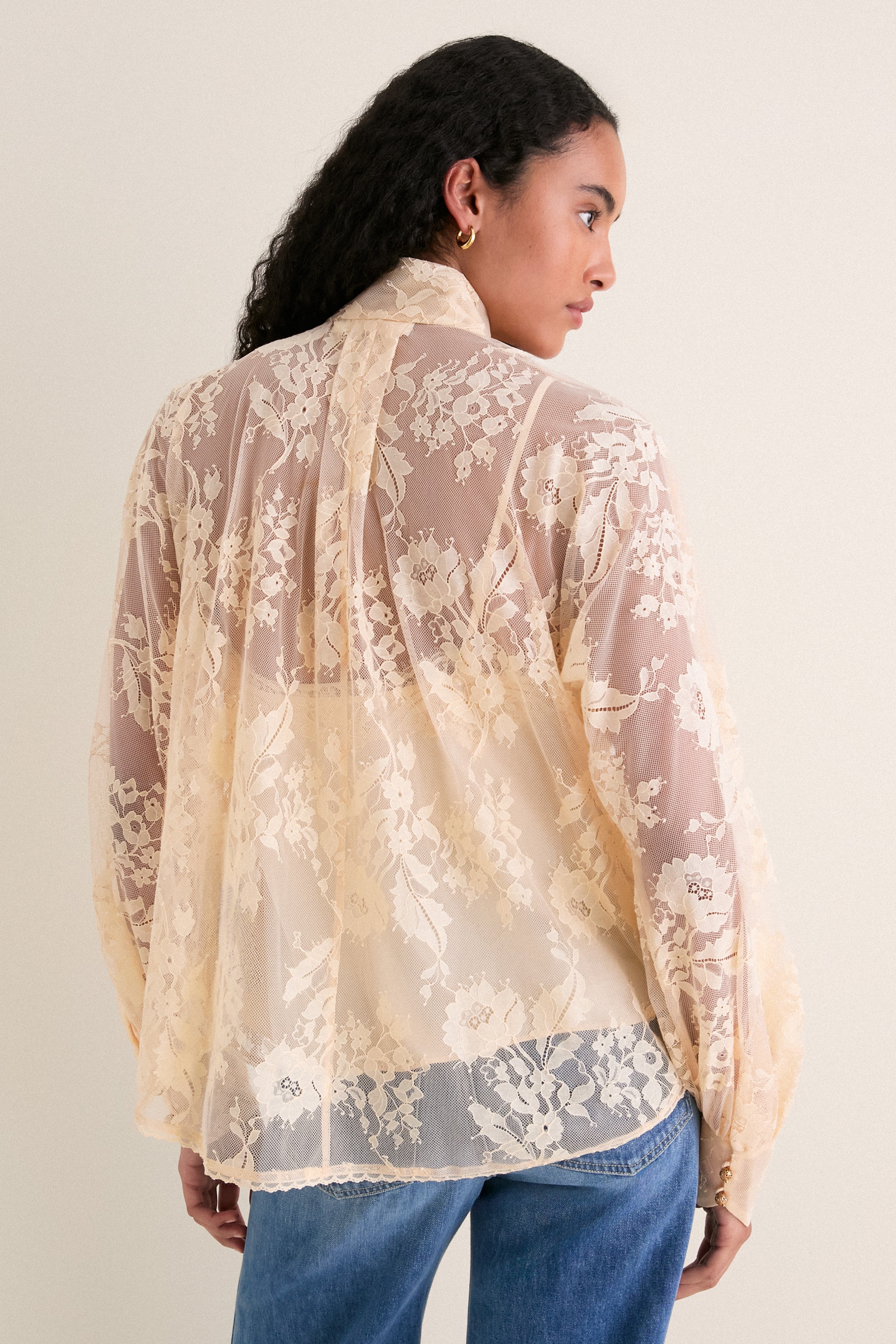Sand Valiant Lace Pussybow Blouse