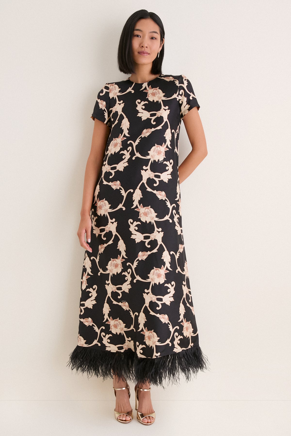 Buttercup Swing Dress with Feathers