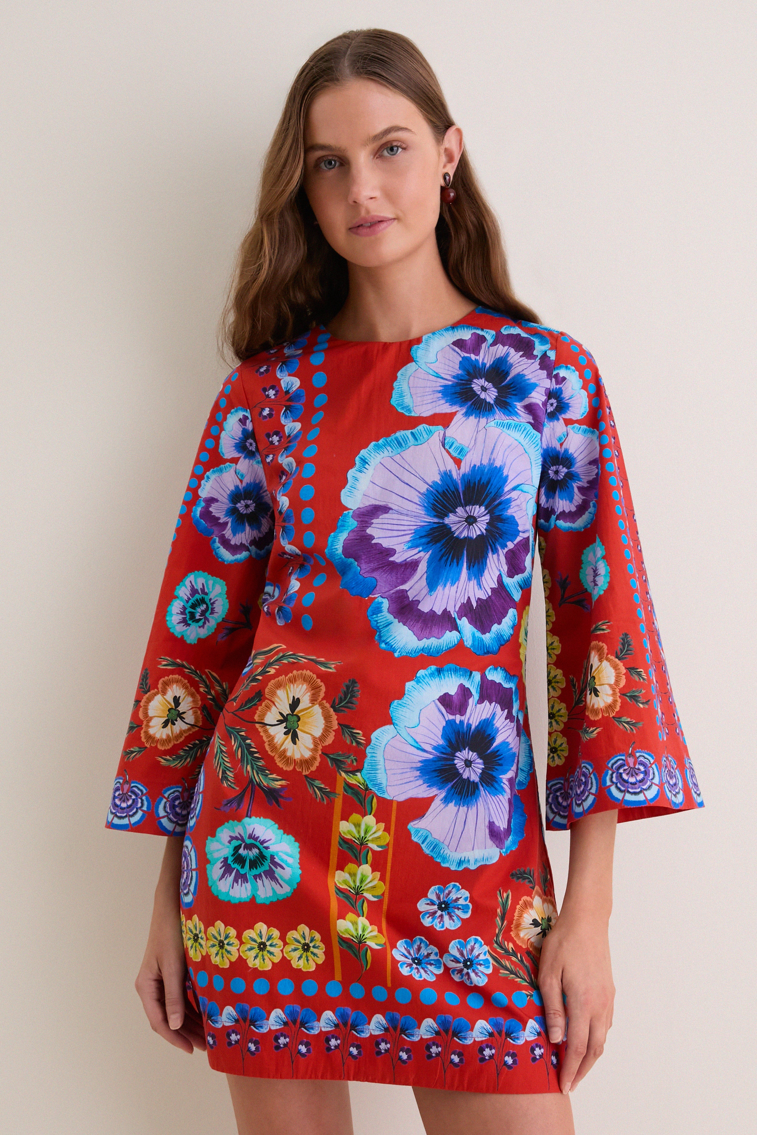 Antique Floral Burnt Orange Umma Mini Dress