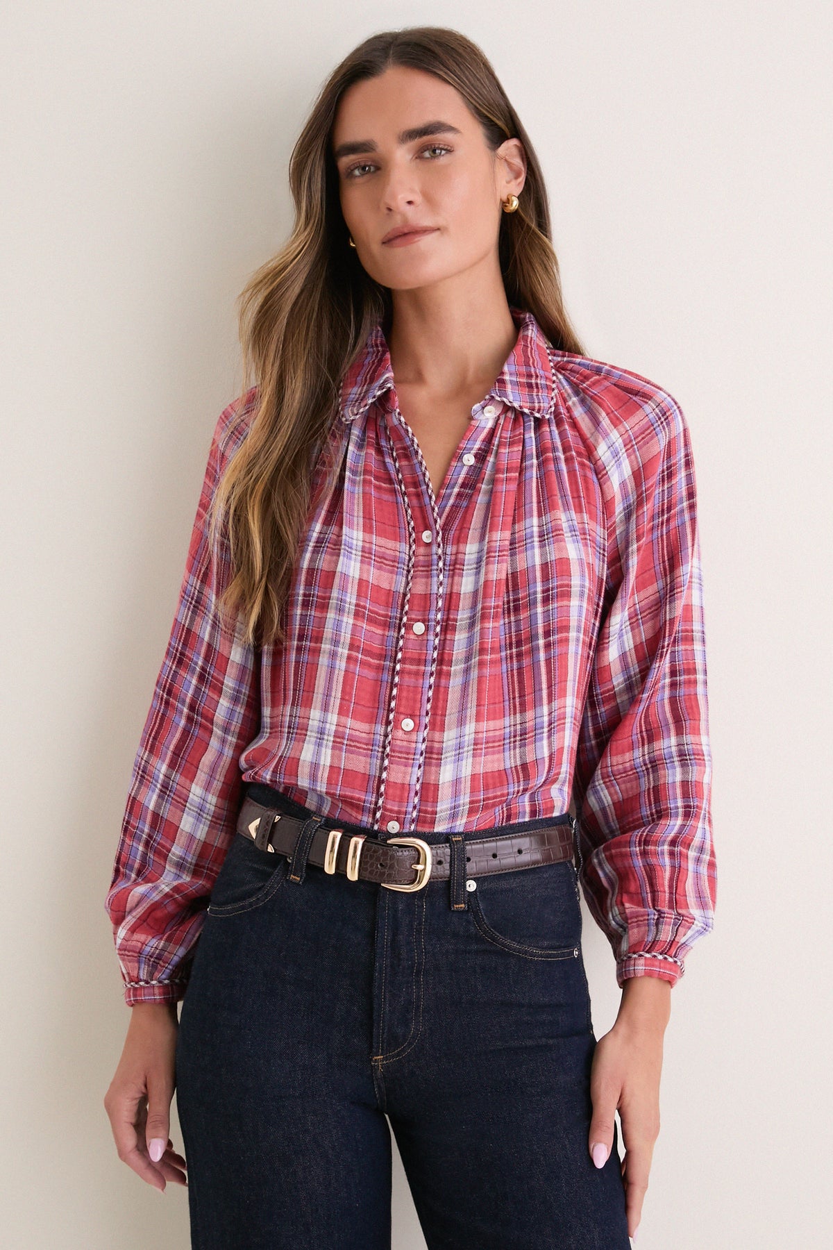 Plaid Burgundy Alice Top