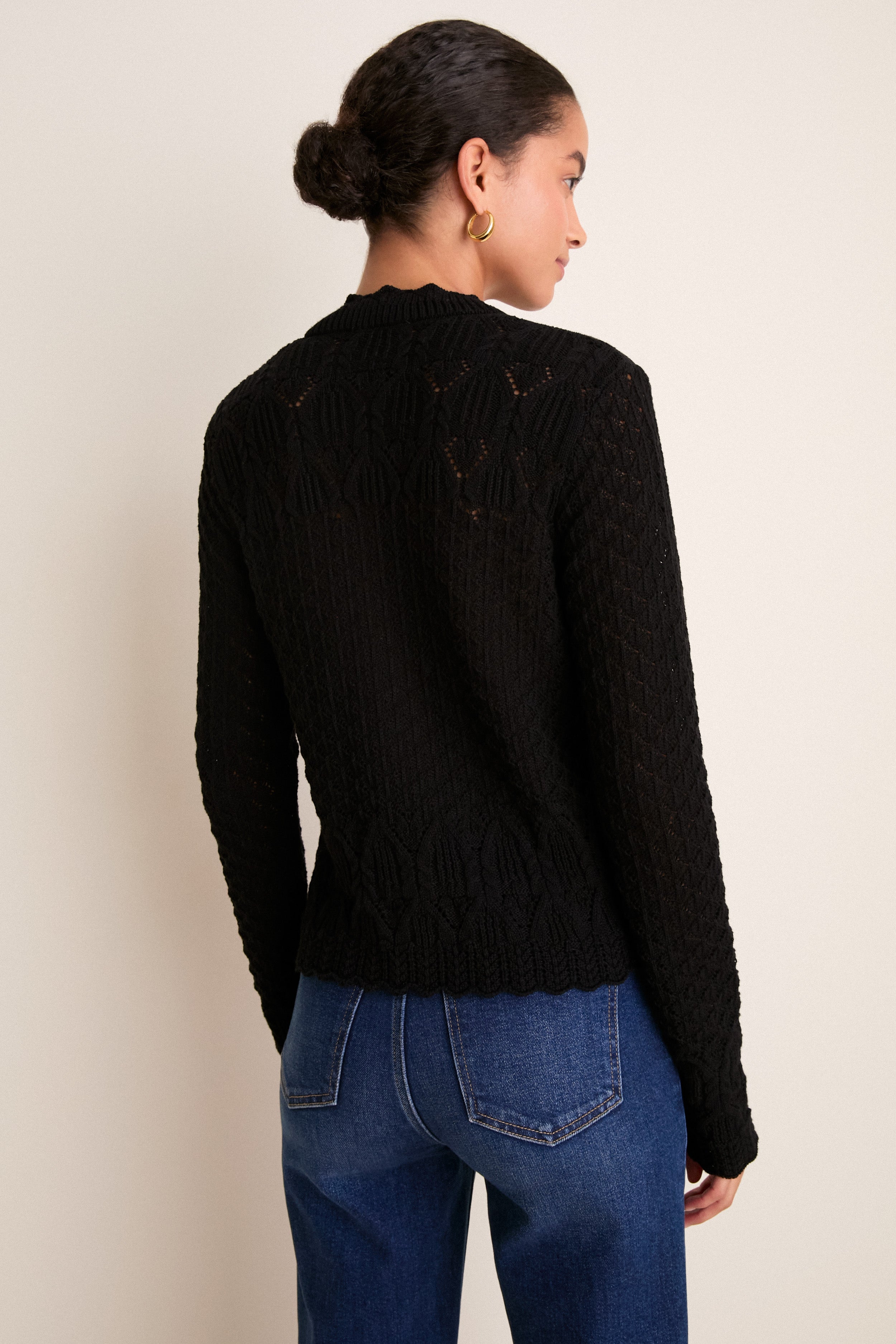 Black Pointelle Capucine Cardigan