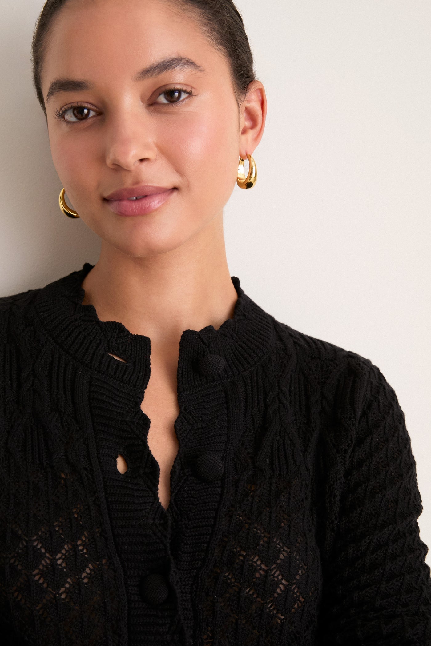 Black Pointelle Capucine Cardigan