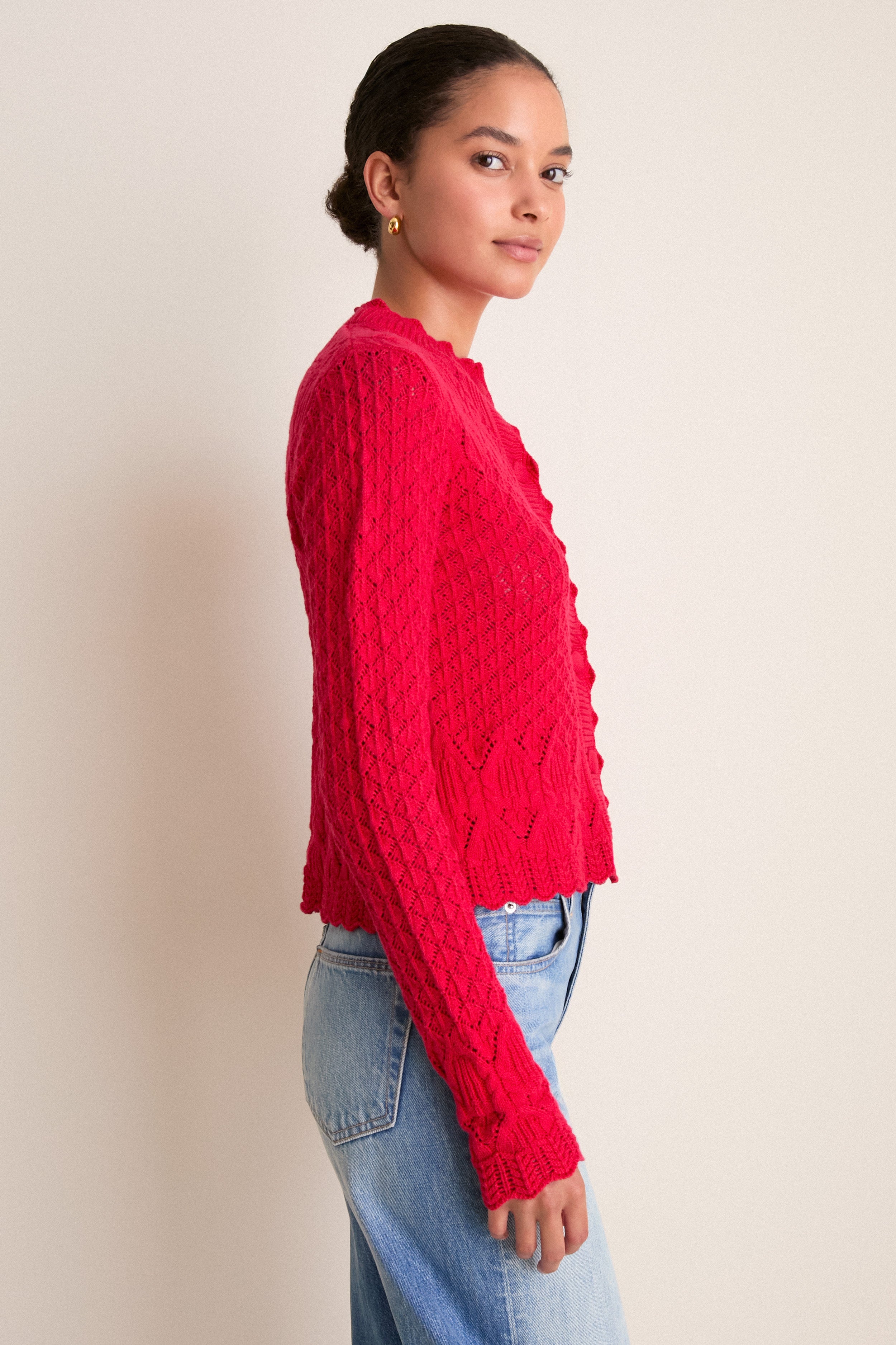 Red Pointelle Capucine Cardigan