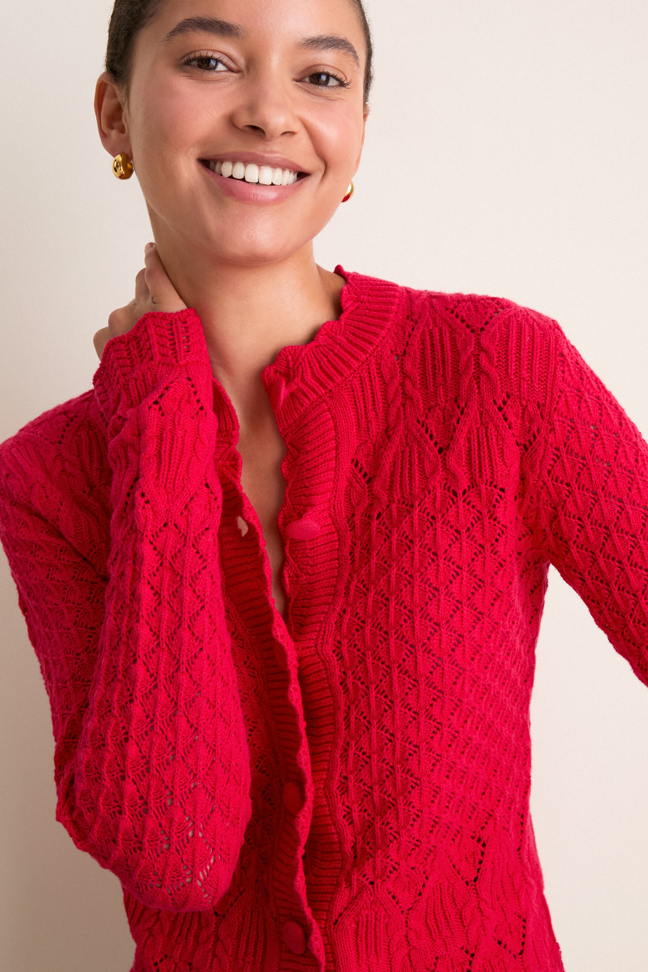 Red Pointelle Capucine Cardigan