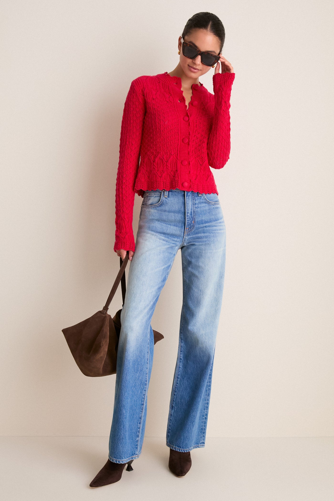 Red Pointelle Capucine Cardigan