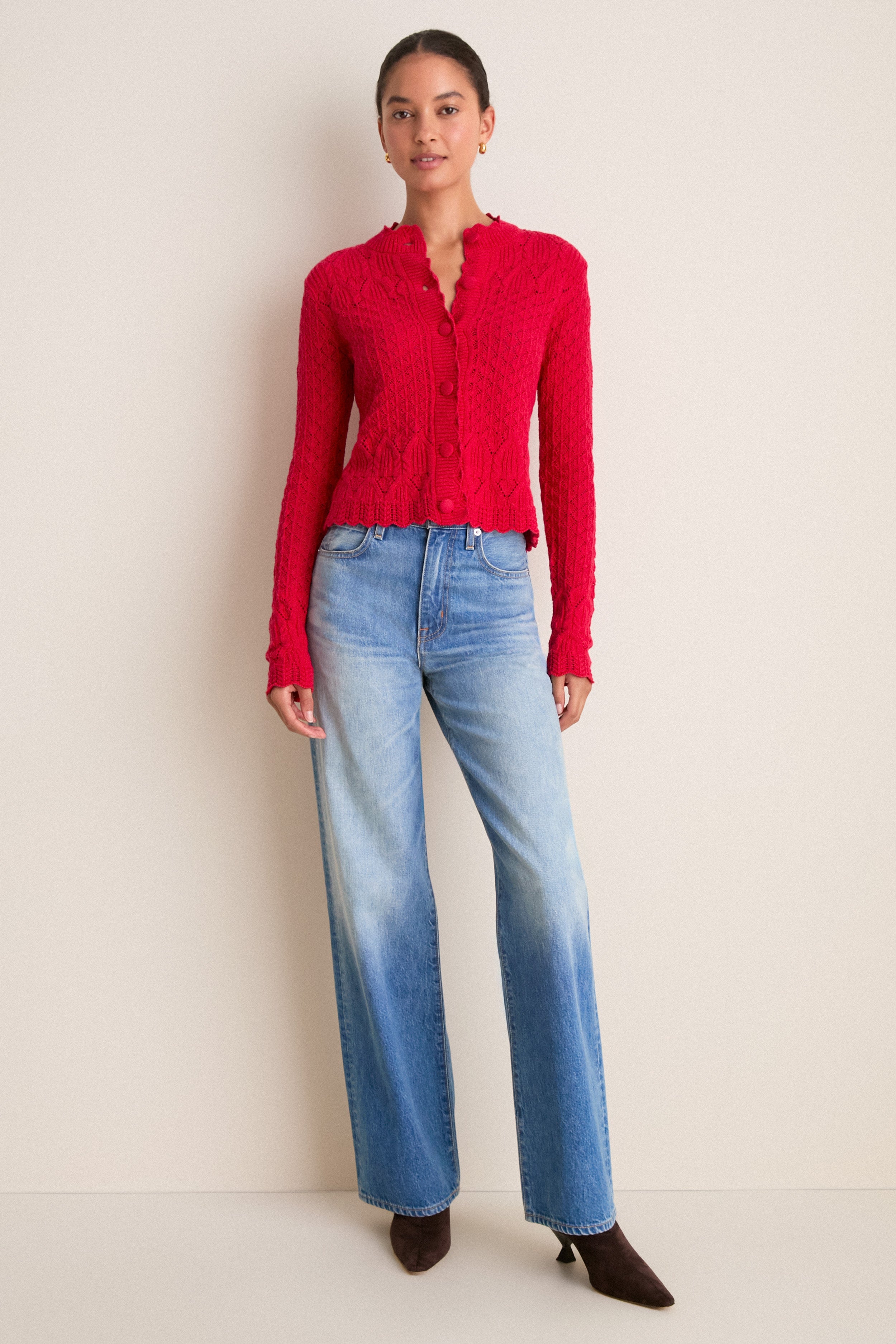 Red Pointelle Capucine Cardigan