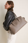 Taupe Pebble Grain Leather Brioche Duffle