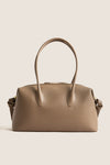 Taupe Pebble Grain Leather Brioche Duffle