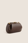 Espresso Pebble Grain Leather Mini Oyster Clutch