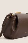 Espresso Pebble Grain Leather Mini Oyster Clutch