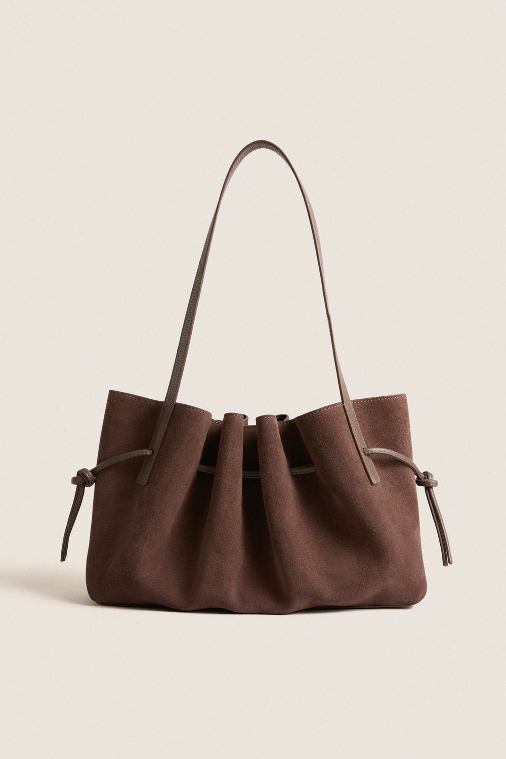 Nutmeg Suede Scallop Shoulder Bag