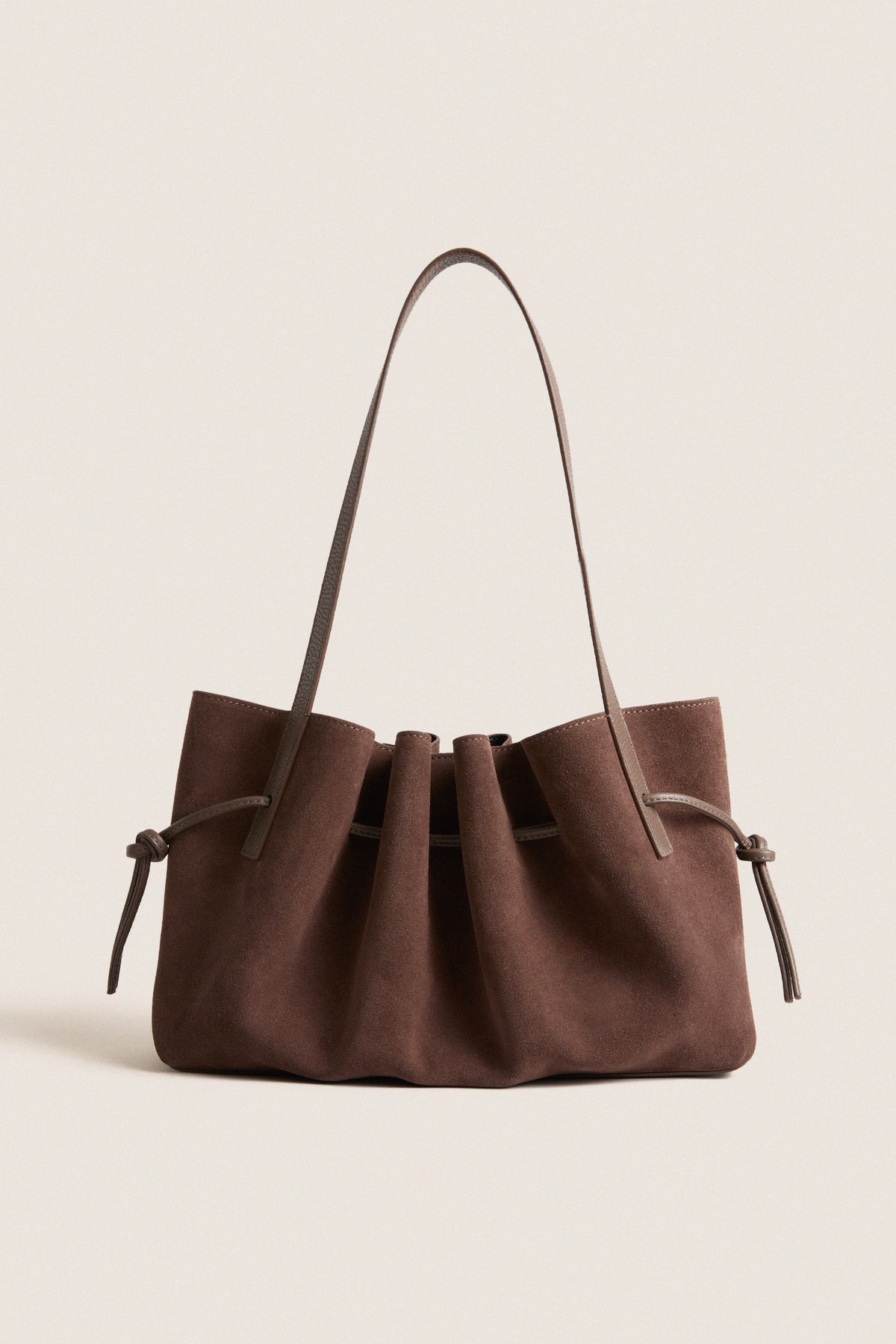 Nutmeg Suede Scallop Shoulder Bag